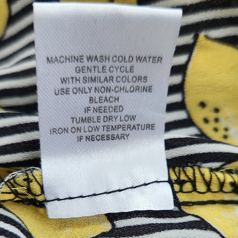 Lily White Off Shoulder Lemon Print Blouse Yellow Black Large - Picture 5 of 6